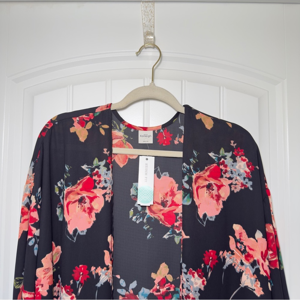 Kaileigh Medium Bryson Kimono Floral Multicolor Vibrant HT4458‎ Boho Stitchfix - Picture 3 of 7